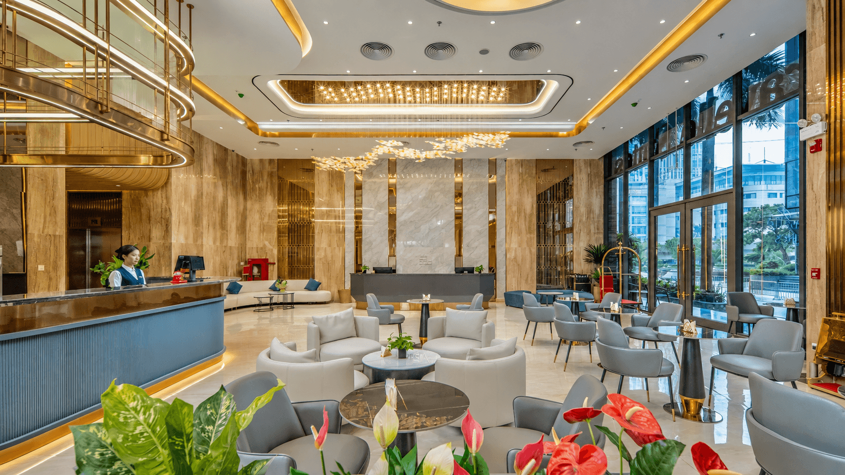 Sảnh đón khách tại 22Land Capital Elite, 18 Phạm Hùng, Hà Nội